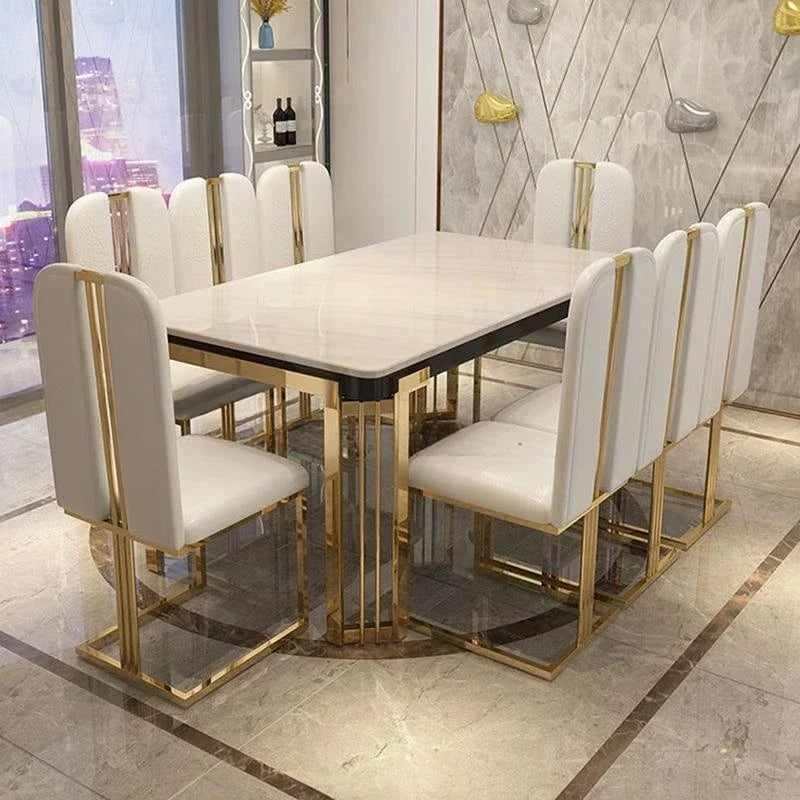 Light Luxury Dining Table Set 6 Chairs Modern Large Apartment Island Kitchen Table Accessorie High-End Restaurant Home Furniture