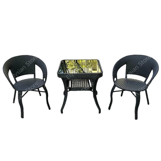 Outdoor Rattan Furniture Balcony Leisure Coffee Table Combination Patio Garden  and Chair Three-piece Suit  Chairs