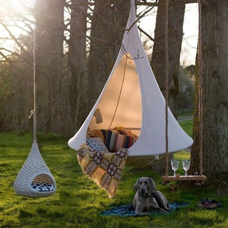 100cm UFO Shape Teepee Tree Hanging Swing Chair for Kids & Adults Indoor Outdoor Hammock Tent Patio Furniture Camping