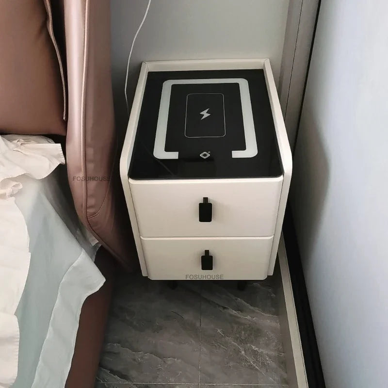 Modern Light Luxury Smart Bedside Tables Simple Bedroom Nightstands Extremely Narrow Bedside Storage Cabinets Bedroom Furniture