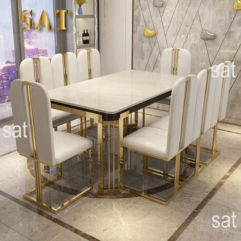 Light Luxury Dining Table Set 6 Chairs Modern Large Apartment Island Kitchen Table Accessorie High-End Restaurant Home Furniture