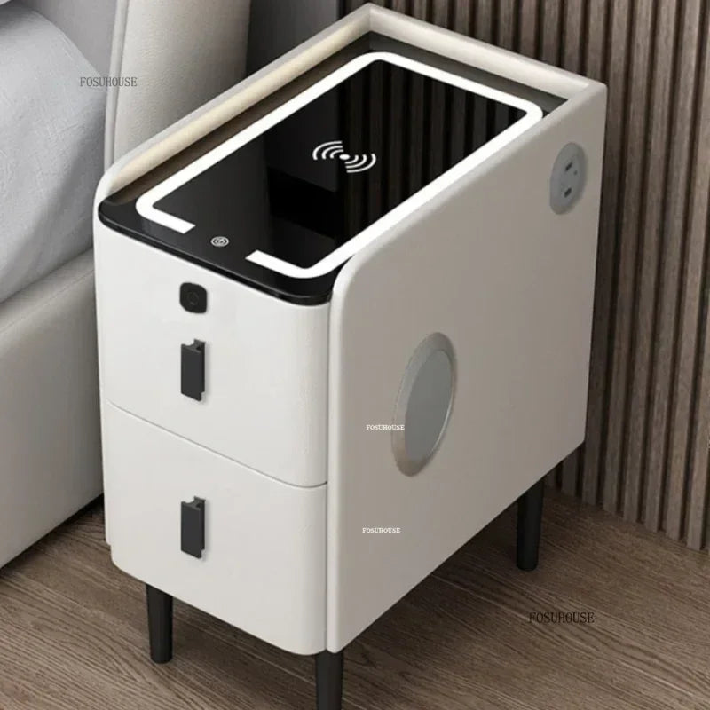 Modern Light Luxury Smart Bedside Tables Simple Bedroom Nightstands Extremely Narrow Bedside Storage Cabinets Bedroom Furniture