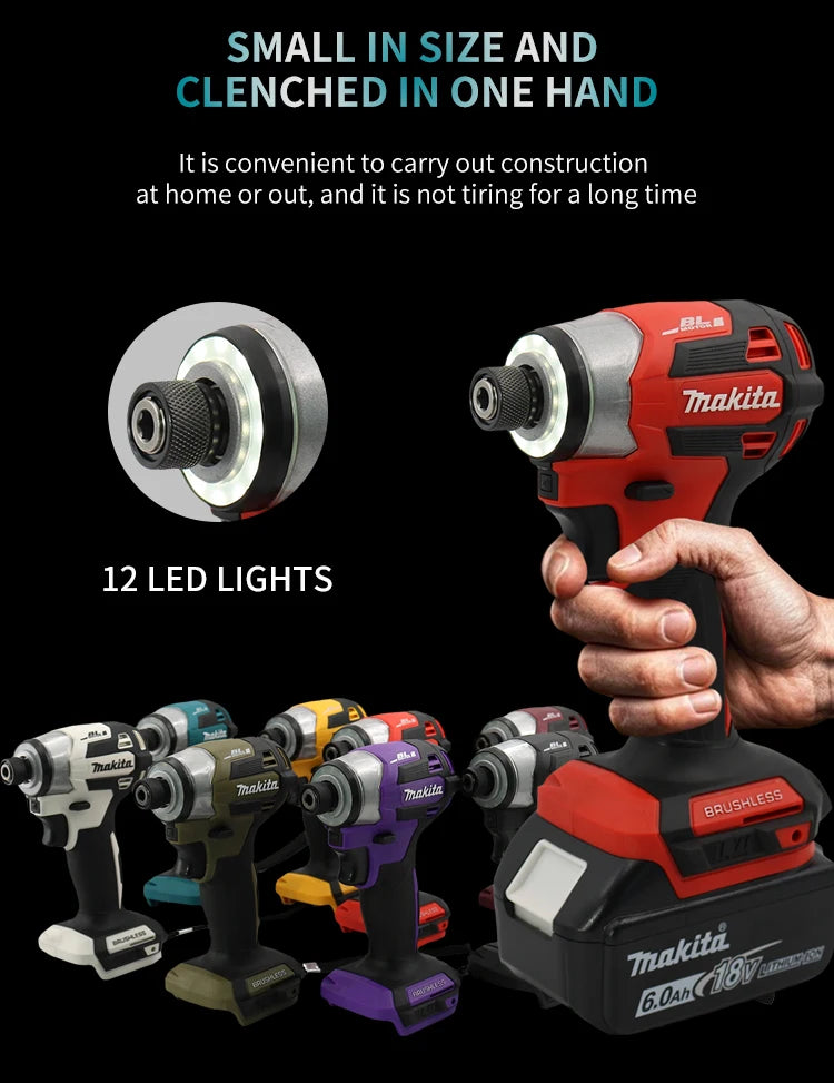 New Makita DTD173 Brushless Cordless 18V Lithium Battery Impact Screwdriver Speed 3600RPM Home Electric Drill Power Tools