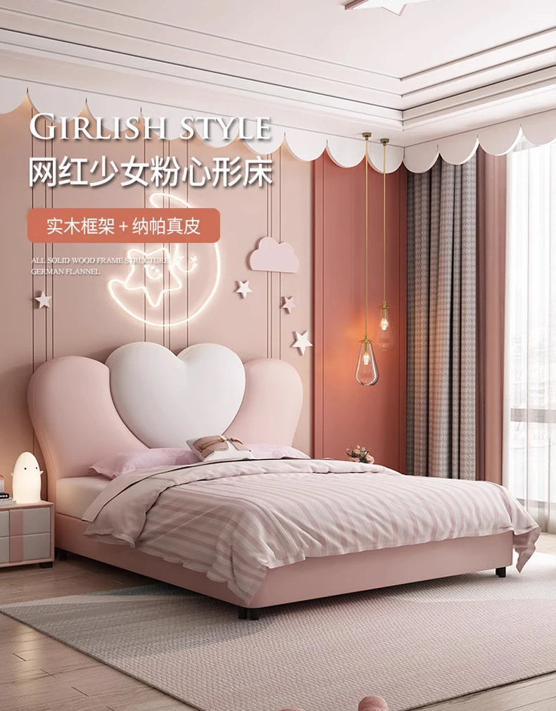 Princess Leather Bed Headboards Bedroom Modern Double Beauty Bed Sun Sleeping Children Storage Cama Solteiro Unique Furniture