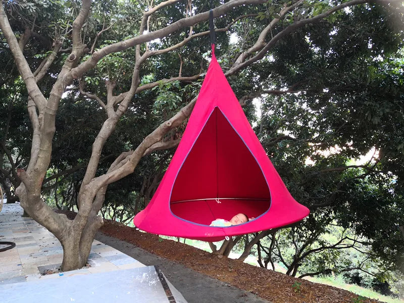 100cm UFO Shape Teepee Tree Hanging Swing Chair for Kids & Adults Indoor Outdoor Hammock Tent Patio Furniture Camping