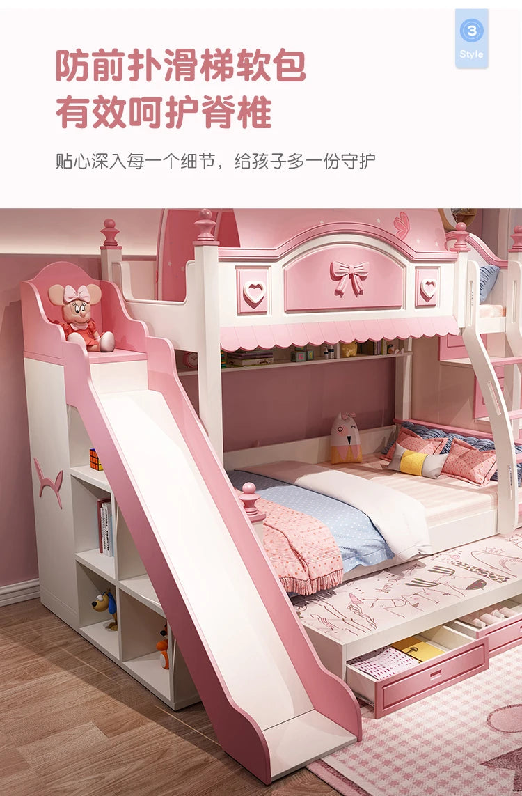 Princess bed Children Beds Split Slide Up And Down Height Bunk Economic Children Beds Cama Infantil Bedroom Furniture QF50TC