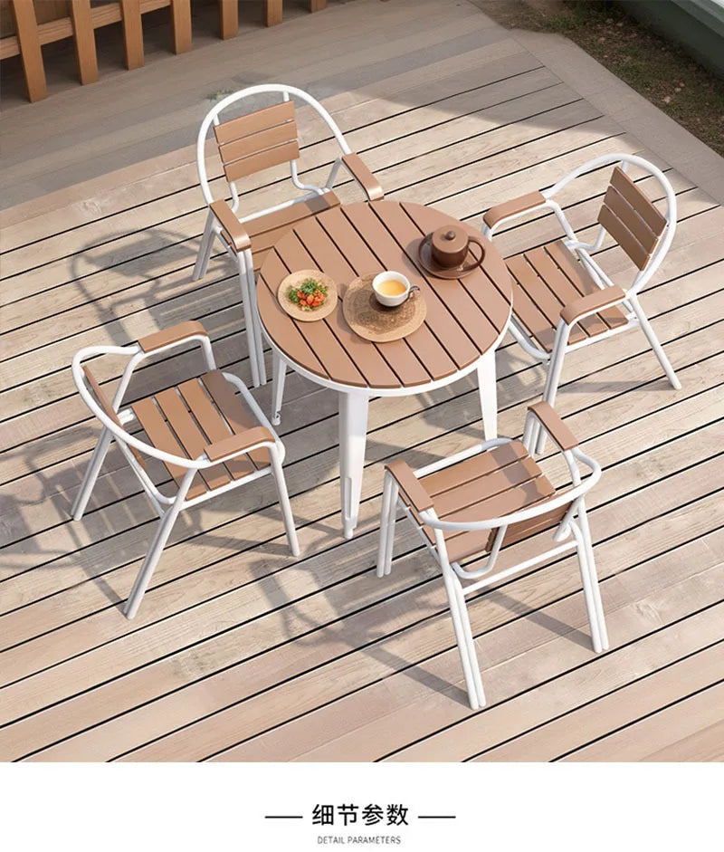 Outdoor Balcony Garden Decor Combination Leisure Courtyard Restaurant Tables Chairs Waterproof Sun Garden Small Round Furniture