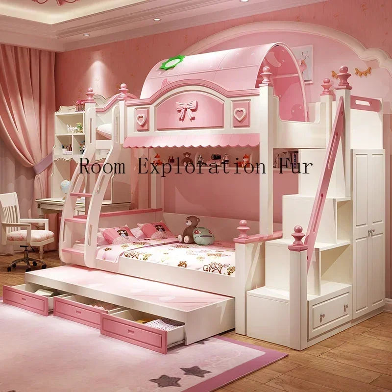 Princess bed Children Beds Split Slide Up And Down Height Bunk Economic Children Beds Cama Infantil Bedroom Furniture QF50TC