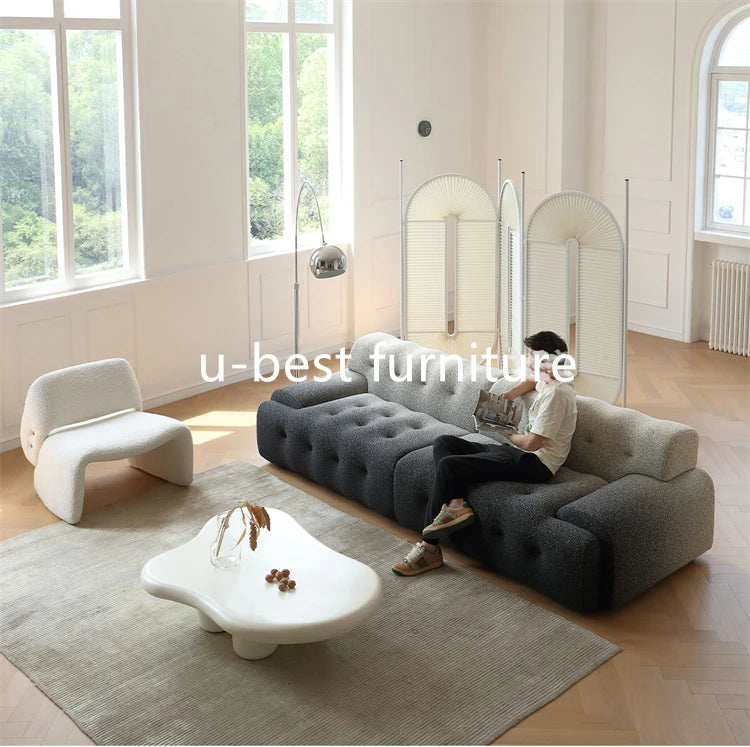 European Living Room Villa Furniture Three Seater Blogger 3 Seater Modular Couch Sectional Loveseat Floor Sofa