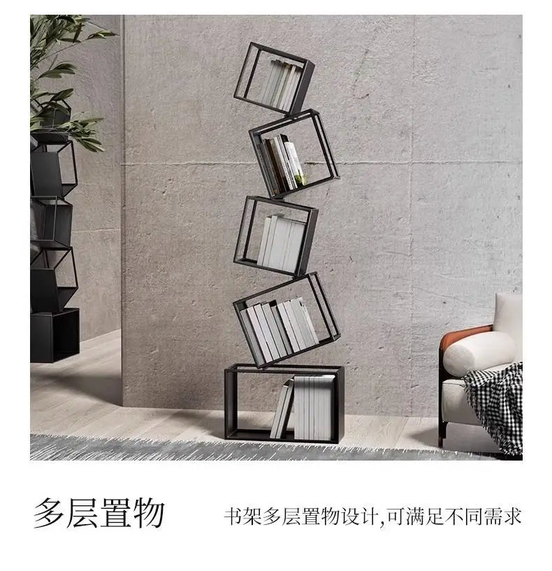 Bookshelf Special-shaped Creative Net Red Corner Vertical Bookshelf Floor Shelf Simple Modern Living Room Iron Art Corner Book Shelf