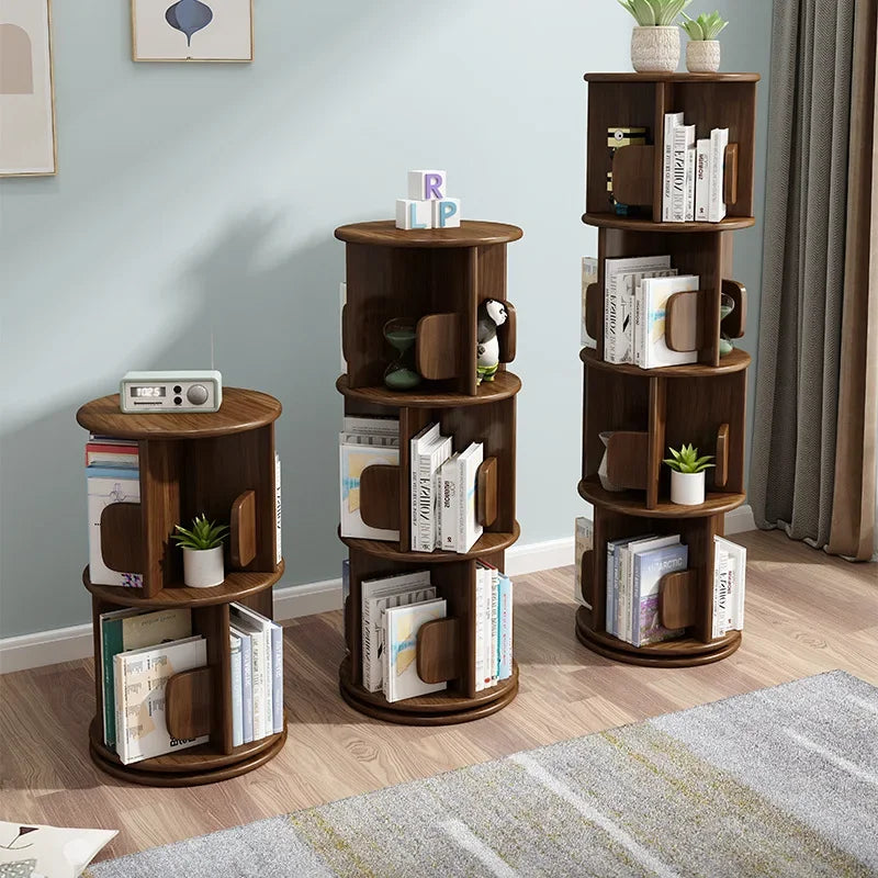 Rotary Bookshelf Floor Household Dollhouse Vertical Spinning Small Rotating Nordic Bookcase Separator Buchregal Salon Furniture