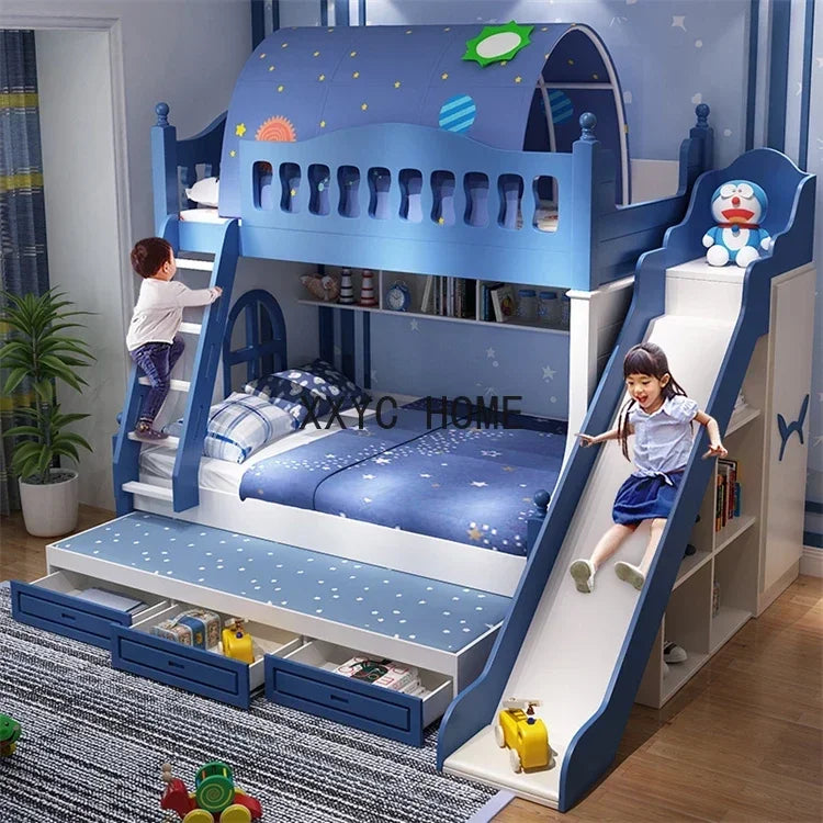 Bunk Bed For Kids Bedroom Furniture Set Double Bed Solid Wood Bed With Slide Space bed