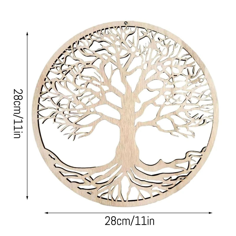 Tree of Life Wooden Wall Art Decor Hanging Wood Crafts Hollow Ornament for Home Bedroom Living Room Decoration