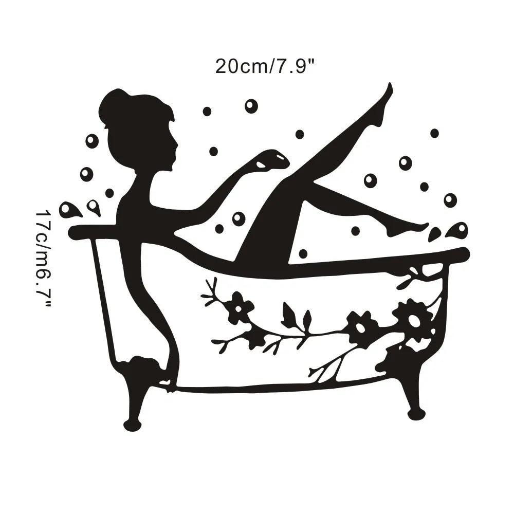 Waterproof Shower Girl Room Wall Stickers DIY Removable Bathroom Art Decal Door Stickers PVC Wall Decal Artist Decoration