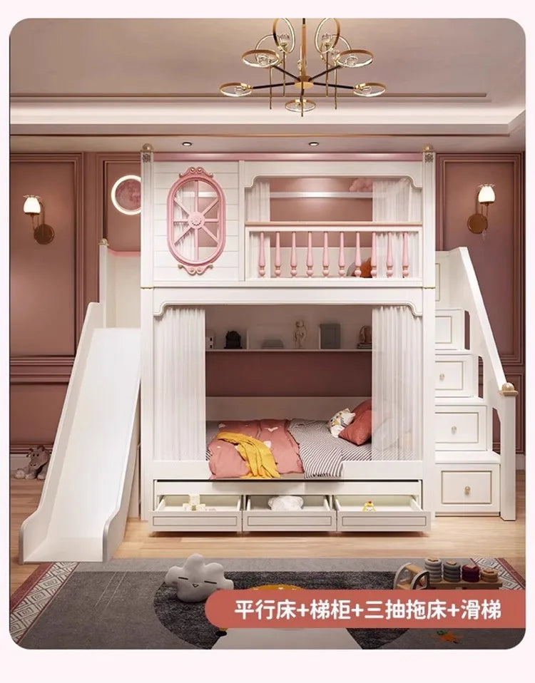 American All Solid Wood Children's High And Low Bed, Mother And Child Bed, Elevated Bed, Loft Bed 1.5m, Bunk Beds