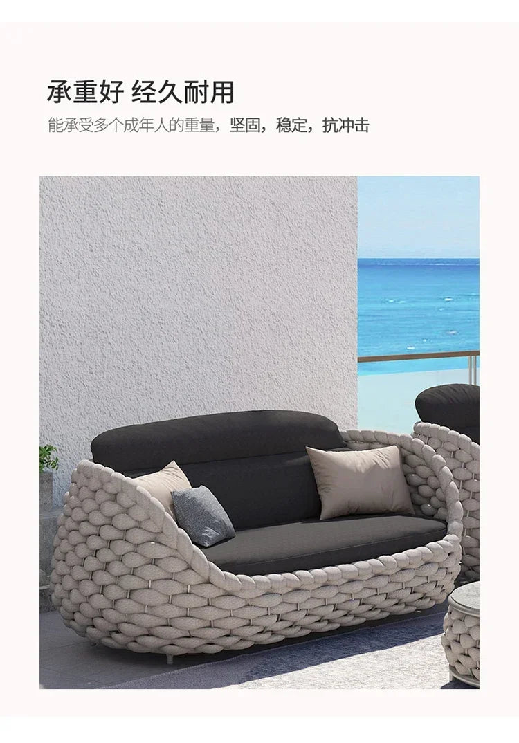 Outdoor Sofa Garden Combination Villa Balcony Garden Coffee Table Terrace Rattan Sun Room Rattan Woven Custom Furniture