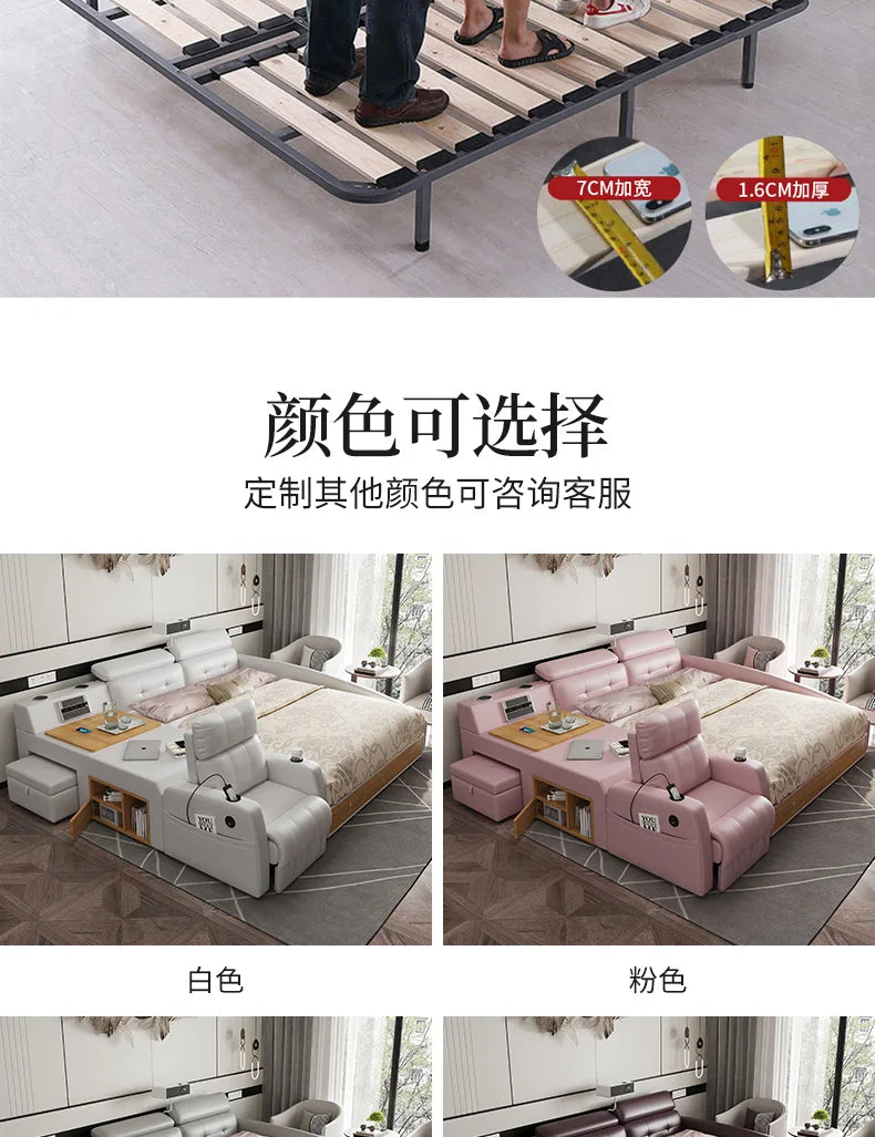 Storage Frame Double Bed Luxury Nordic Unique Hotel King Size Smart Bed Princess Modern Cama Matrimonial Bedroom Furniture