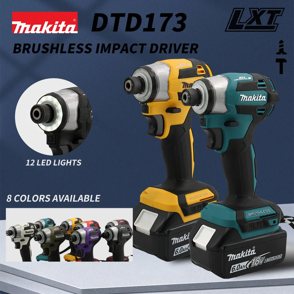 New Makita DTD173 Brushless Cordless 18V Lithium Battery Impact Screwdriver Speed 3600RPM Home Electric Drill Power Tools