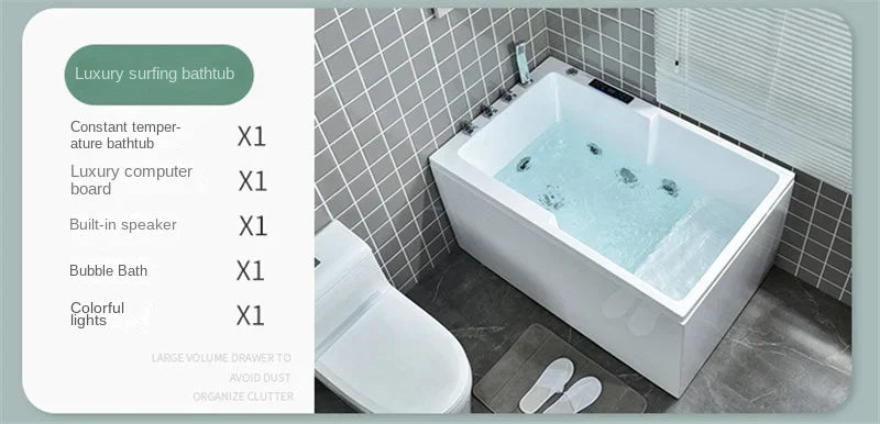 Modern Acrylic Freestanding Bathtub Small Apartment Bathroom Massage Bathtub Onstant Temperature Surfing Jacuzzi Bath Tub