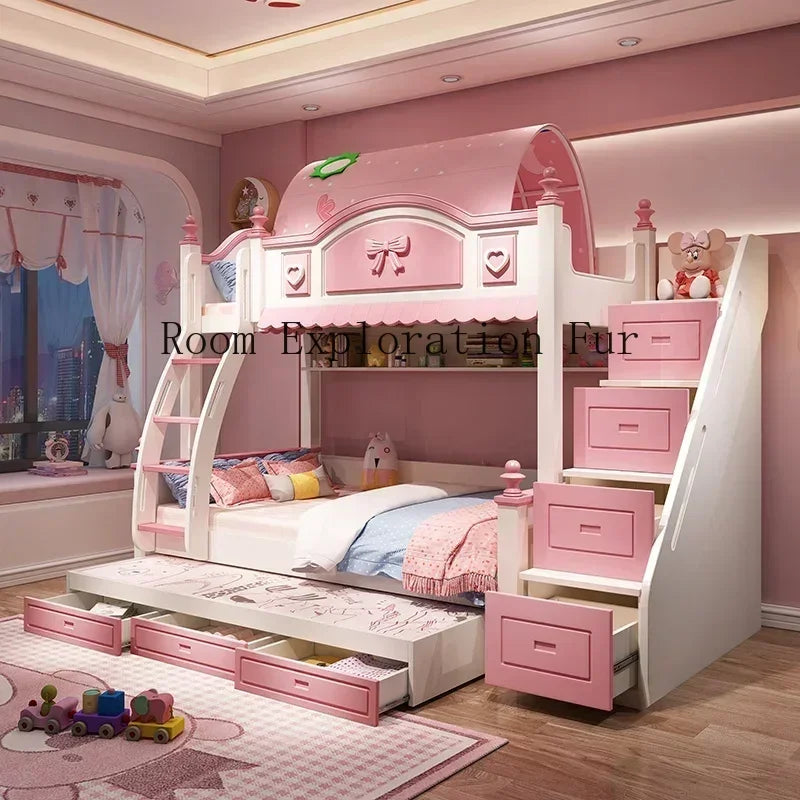 Princess bed Children Beds Split Slide Up And Down Height Bunk Economic Children Beds Cama Infantil Bedroom Furniture QF50TC