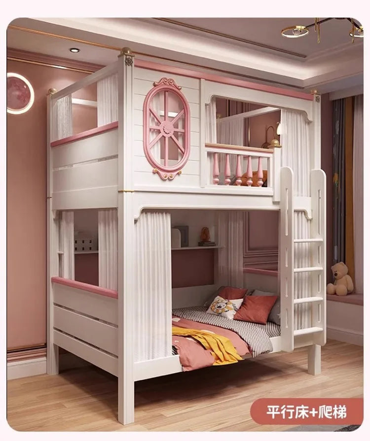 American All Solid Wood Children's High And Low Bed, Mother And Child Bed, Elevated Bed, Loft Bed 1.5m, Bunk Beds