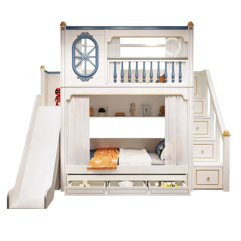 American All Solid Wood Children's High And Low Bed, Mother And Child Bed, Elevated Bed, Loft Bed 1.5m, Bunk Beds