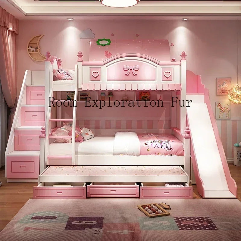 Princess bed Children Beds Split Slide Up And Down Height Bunk Economic Children Beds Cama Infantil Bedroom Furniture QF50TC