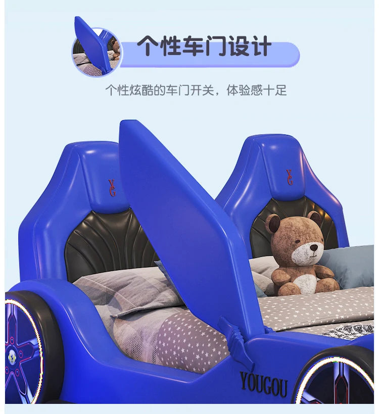 Boys car bed 1.5m Solid Wood Children's Bed Storage Sports Car Creative Bed With Guardrail Single Bed Camas Bedroom Furniture