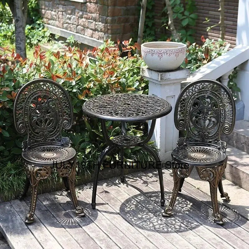 Simple Metal Outdoor Chairs Leisure Outdoor Courtyard Table Chair Aluminum Balcony Tables Chairs Garden Furniture Set B