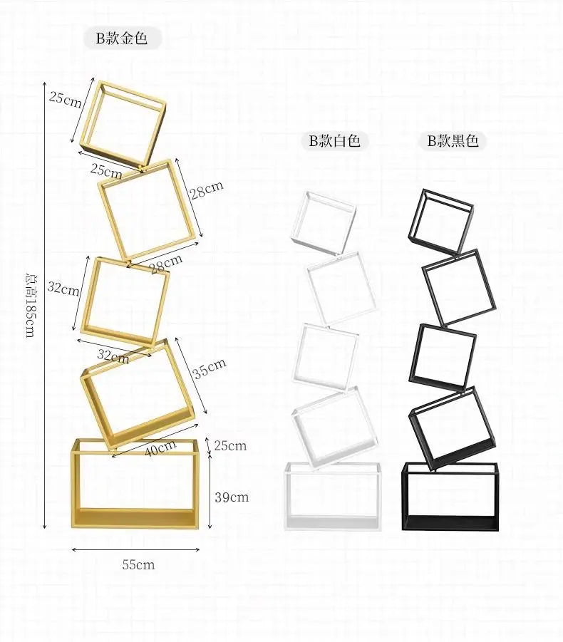 Bookshelf Special-shaped Creative Net Red Corner Vertical Bookshelf Floor Shelf Simple Modern Living Room Iron Art Corner Book Shelf