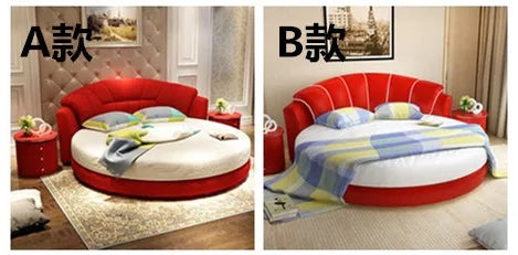 Round Fabric Double European Bed Soft Wedding Master Princess Large European Bed Household Luxury Camas De Dormitorio Furniture