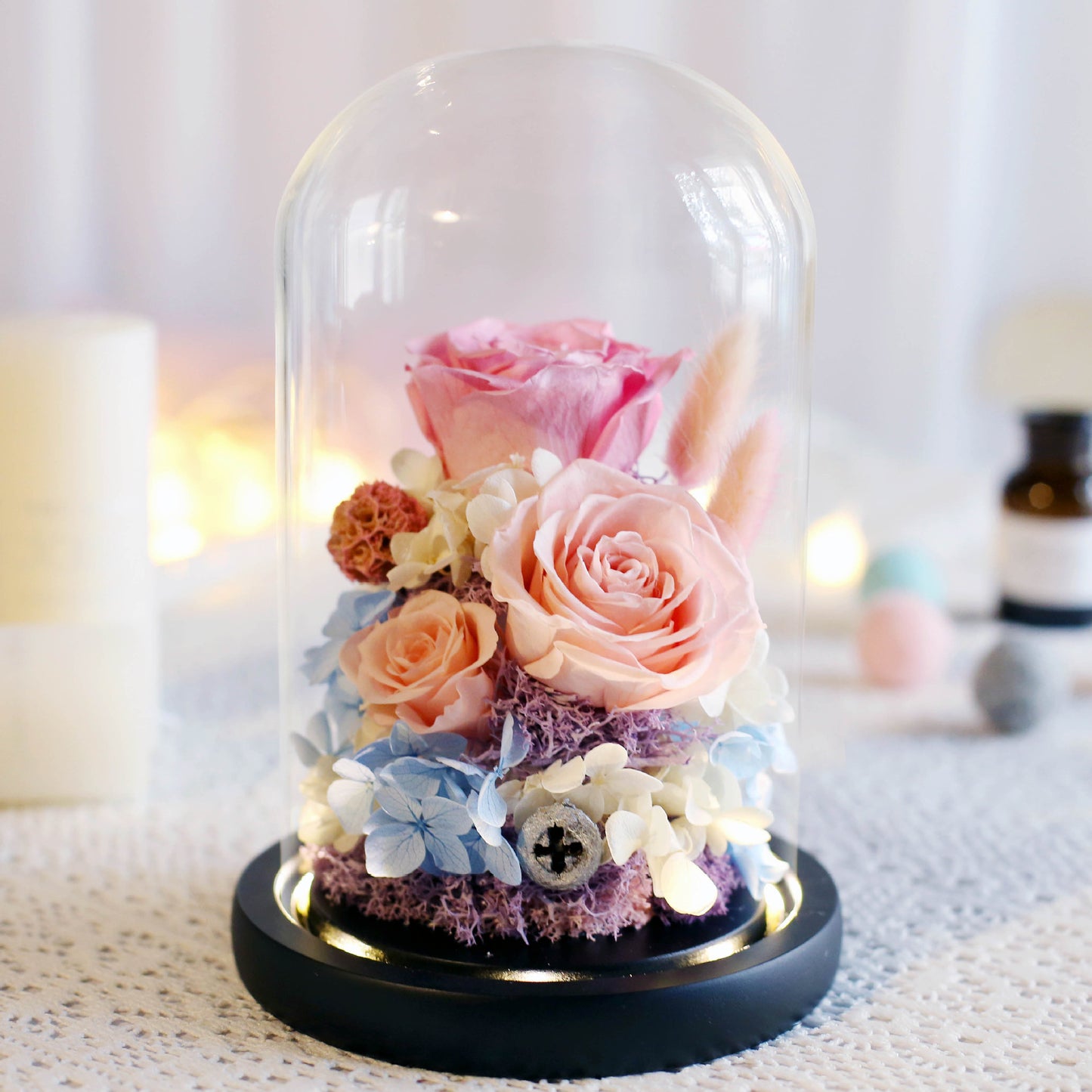 Valentine's Day immortal flower in glass cover