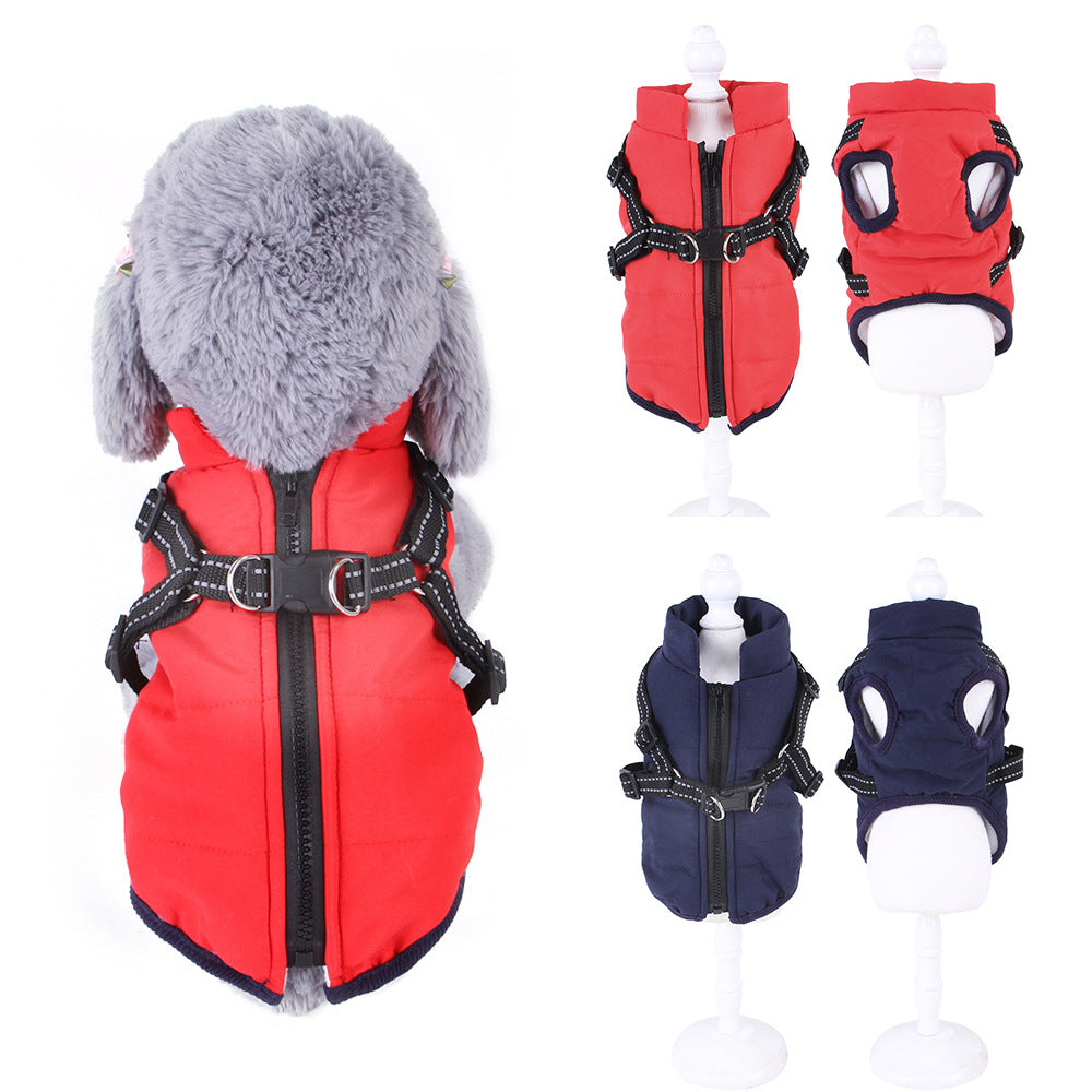 Thick Autumn And Winter Dog Traction Warm Clothing