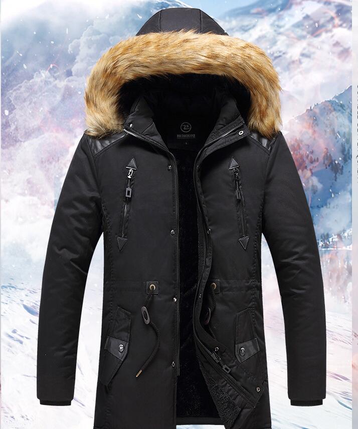 Men’s winter jacket Washed Cotton Clothes Men's Mid-length Winter Youth Can Take Off The Hat Men's Casual Thickening