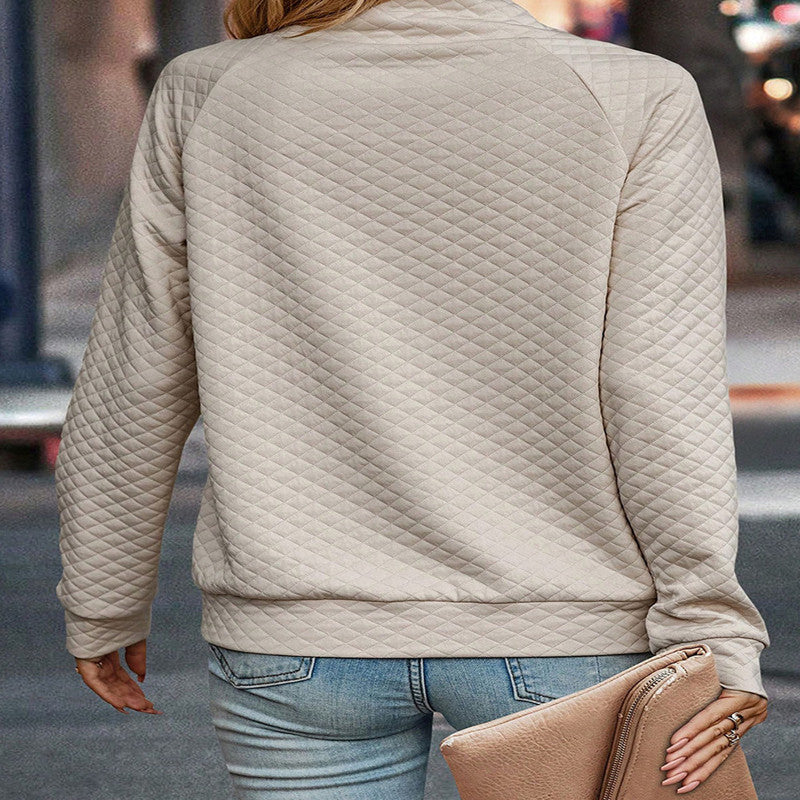 Woman sweater Autumn Solid Color Stand Collar Pullover Women Loose Long Sleeve Sweatershirt Women