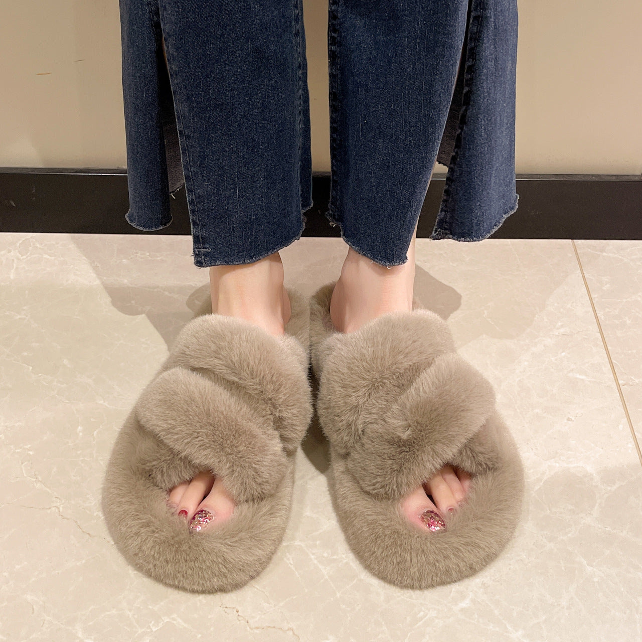 Winter Fuzzy Slippers Women Warm Soft Plush Shoes for women