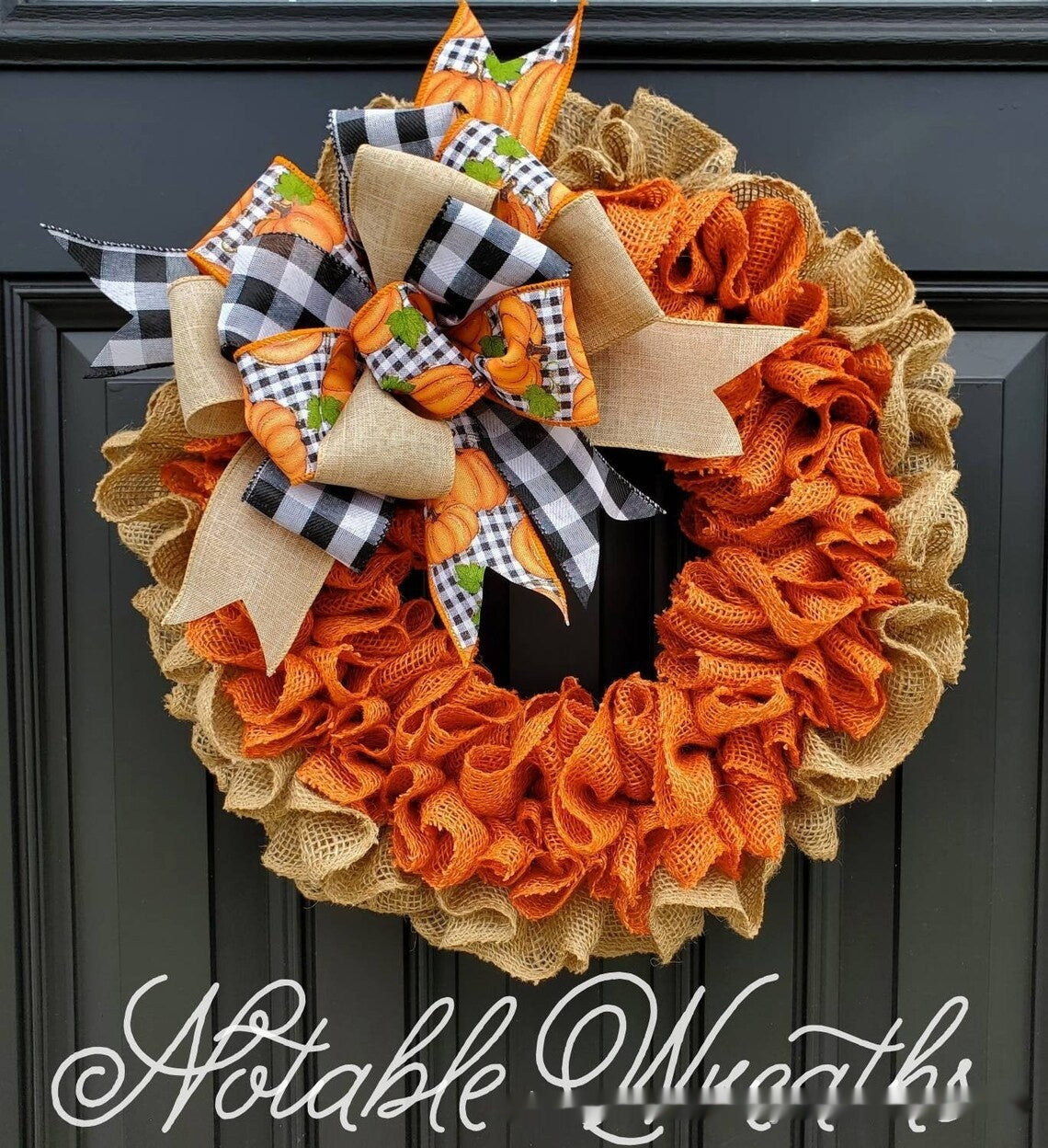 Halloween Garland Pumpkin Berry Door Hanging Harvest Festival Linen Wreath