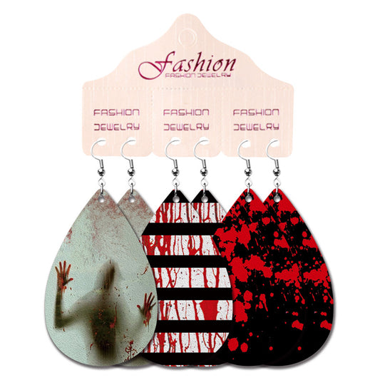 PU Leather Earrings Set Halloween Gift