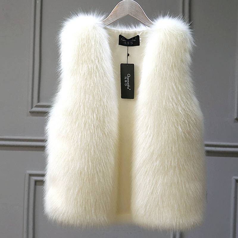 Women's Fox Fur vest Waistcoat Plus Cotton Furry Vest