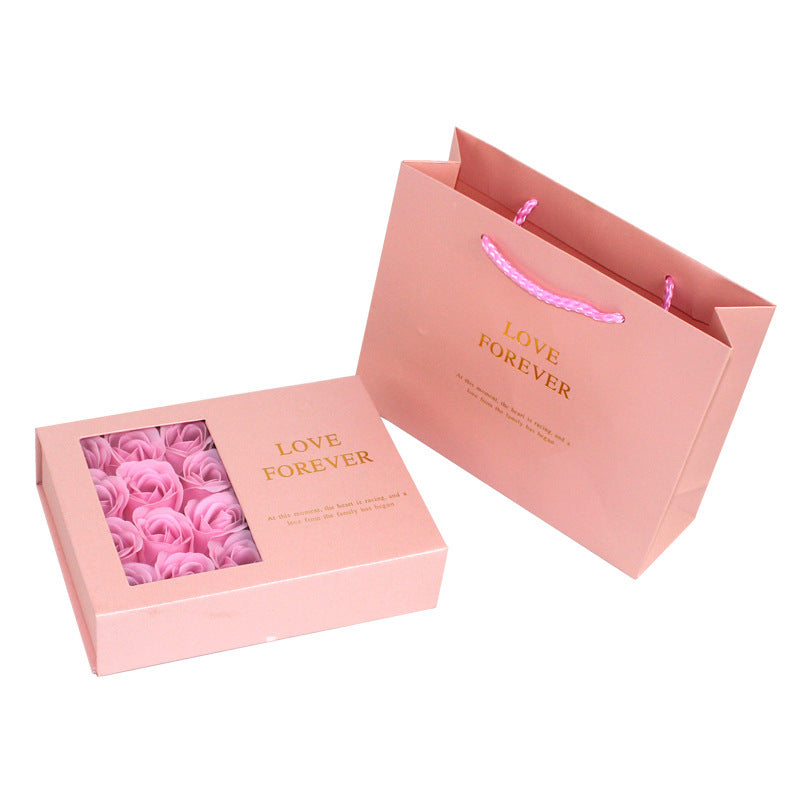 Gift box jewelry and lipstick with roses