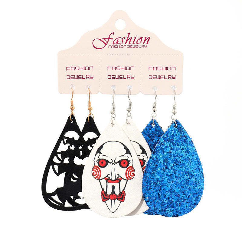 PU Leather Earrings Set Halloween Gift