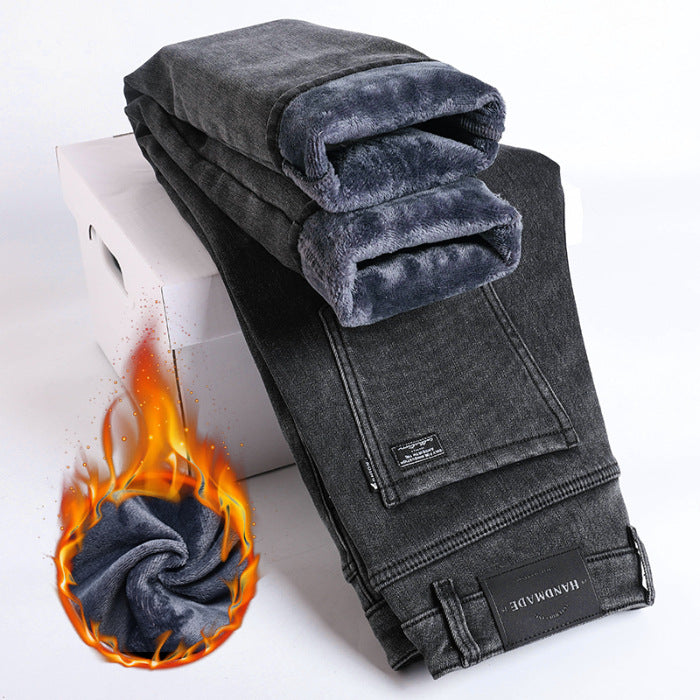 Men's winter jeans Autumn And Winter Fleece-lined Thick Jeans