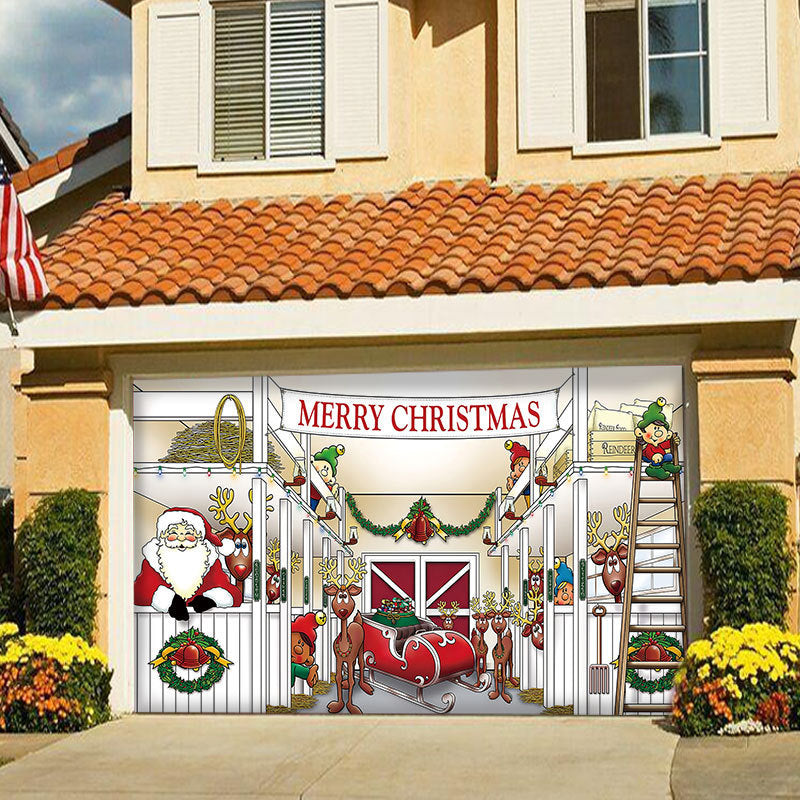 Christmas Background Hanging Cloth Garage Door Stickers