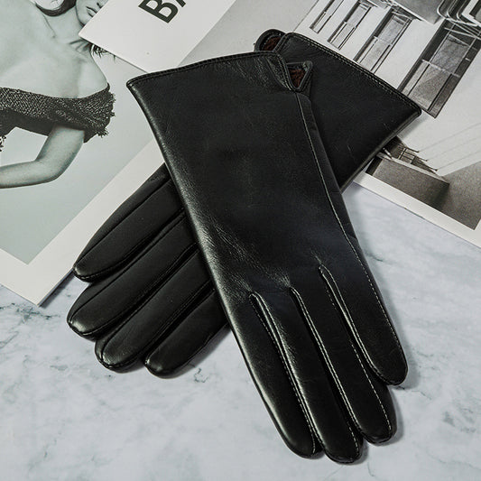 Touch Screen Gloves With Plush And Thick Leather Lining