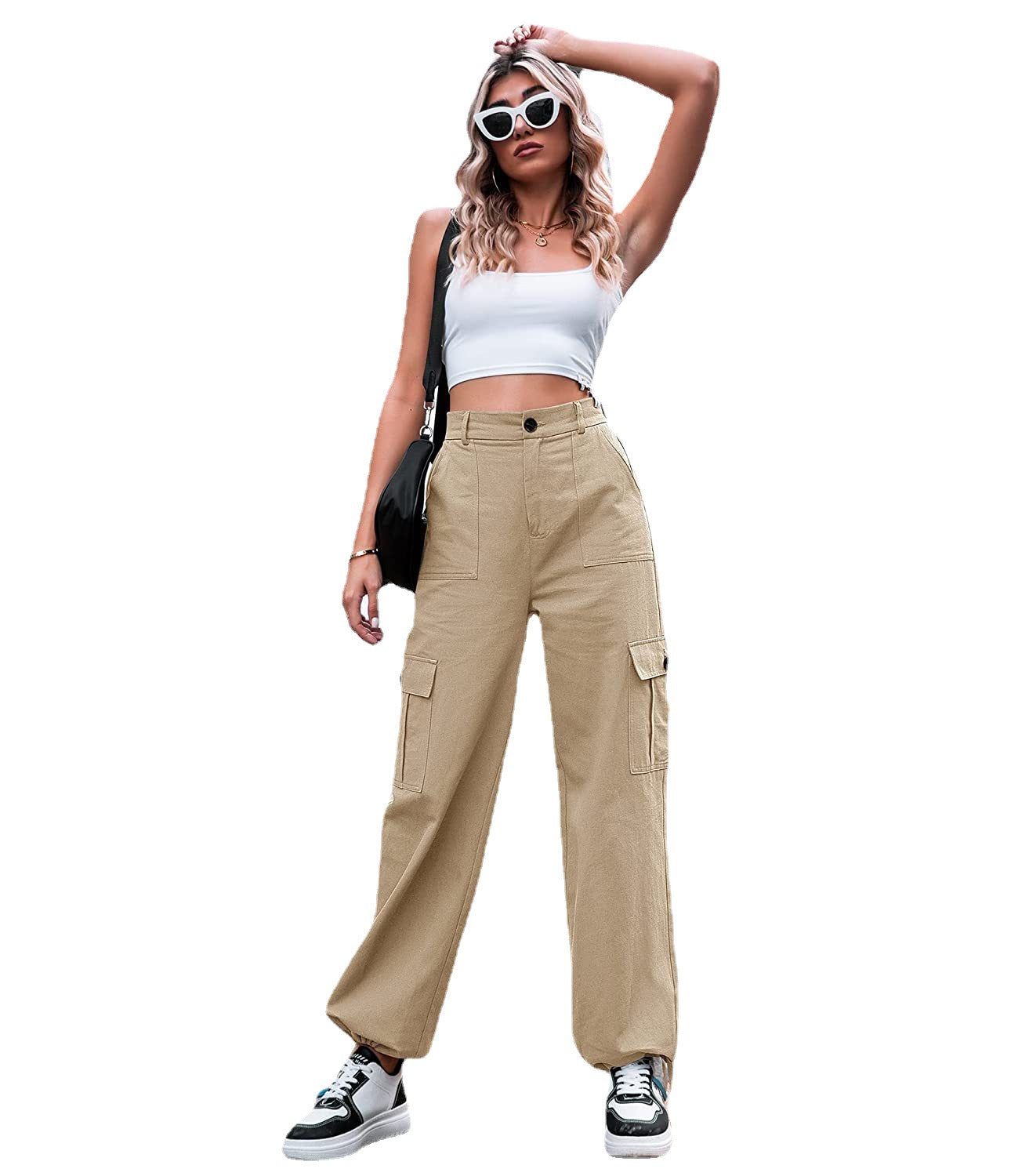 Women's Button High Waist Wide Overalls