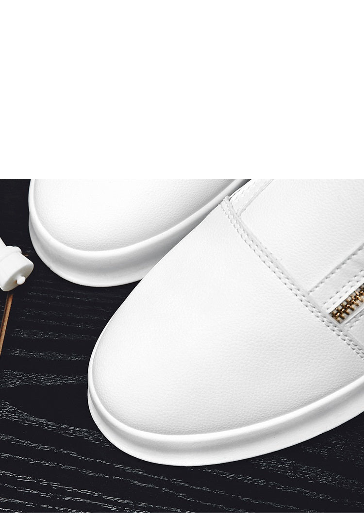 Wedding Photography White Leather Boots Personality Metal Men's Shoes Double Zipper Fashion Brand Sports Casual Borad Shoes