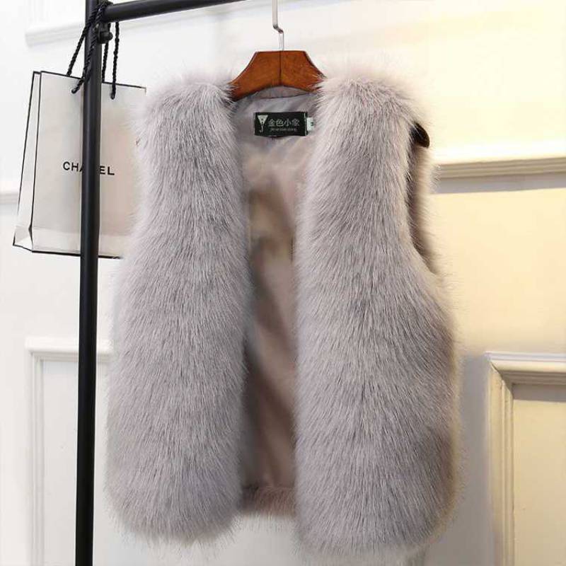 Women's Fox Fur vest Waistcoat Plus Cotton Furry Vest