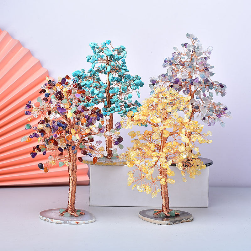 Natural Crystal Crushed Stone Fortune Tree Ornaments