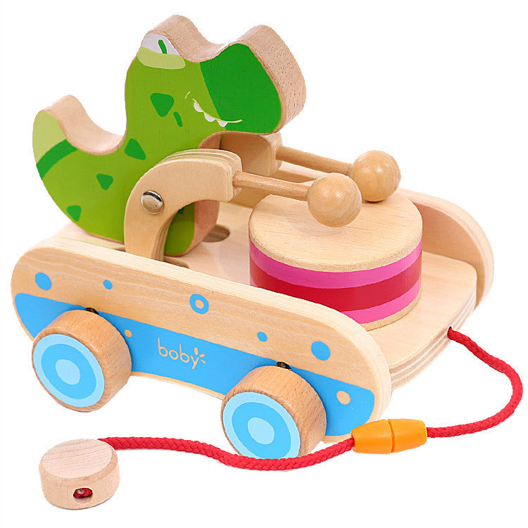 Wooden Drag Cable Rope Hand Pull Toy Car