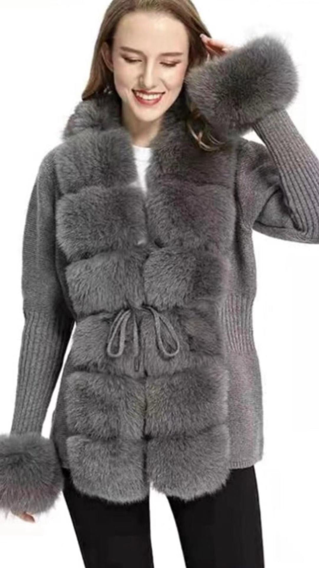 Woman’s cost Solid Color Placket Cuff Detachable Knitted Cardigan Women's Knitted Sweater coat